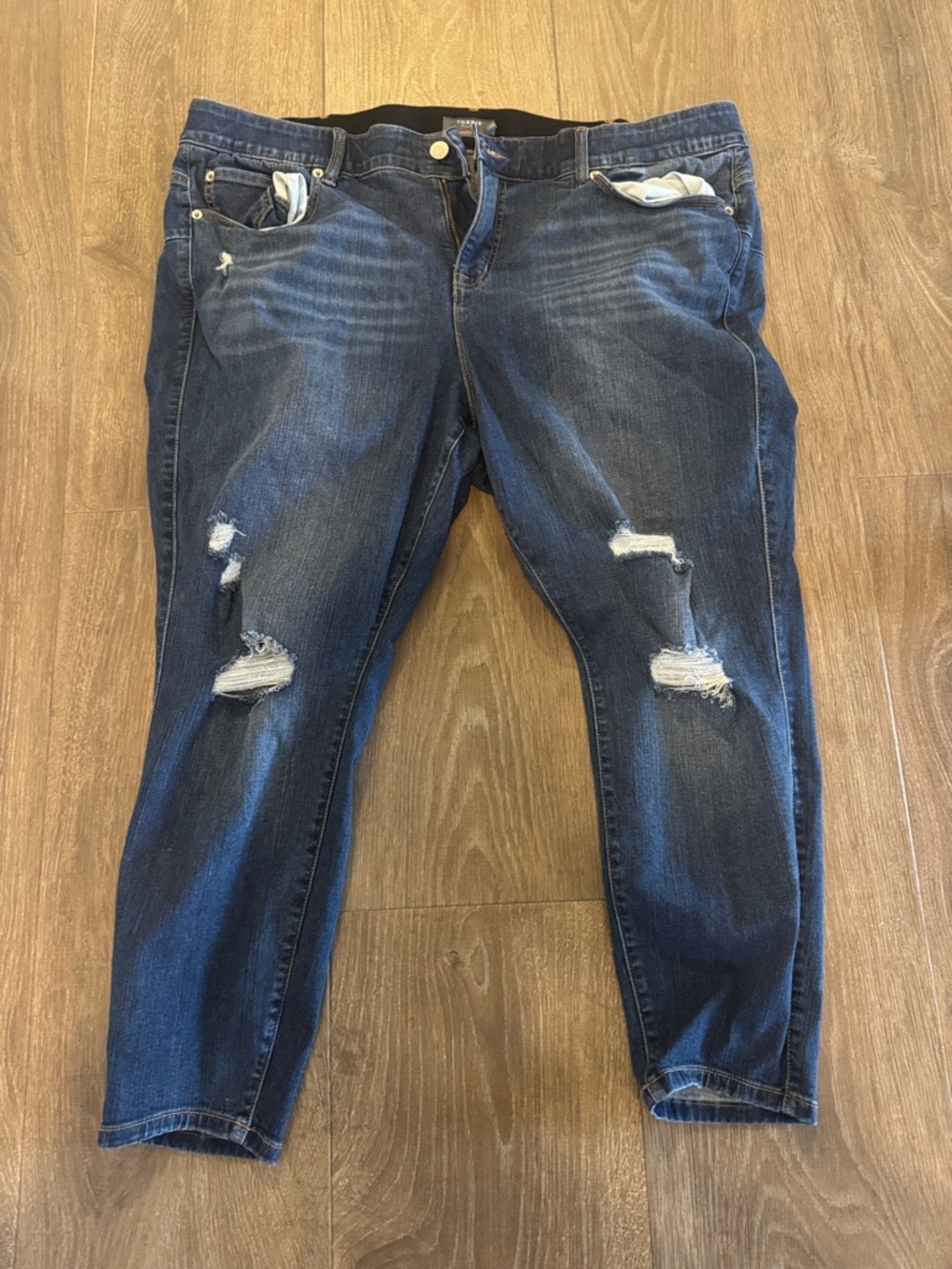 torrid Dark Blue Distressed Bombshell  Skinny Jeans 24 short